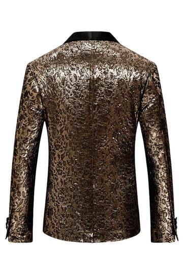 Sparkly Golden Shawl Lapel Men's Prom Blazer